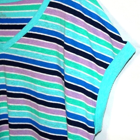 Talbots XL Striped V-Neck Tee Shirt Y2K Vintage Aesthetic - Picture 4 of 7